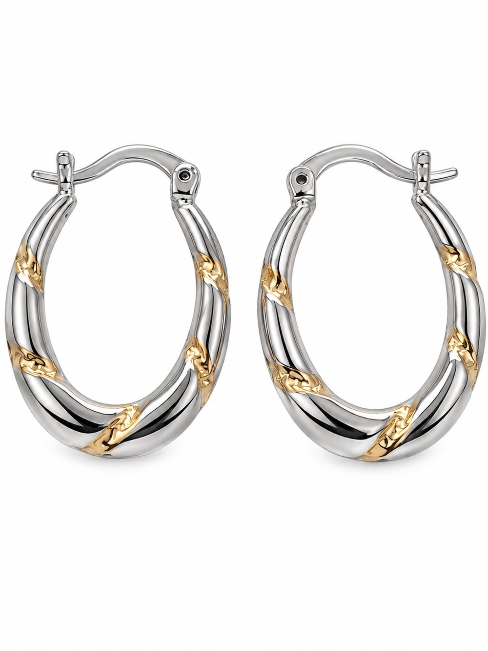 House of Harlow 1960 Two-Tone Silver and Gold Twisted Hoop Earrings